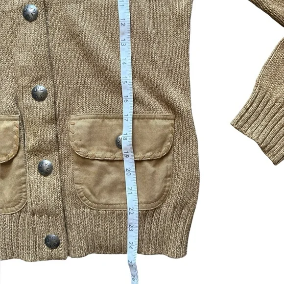 Lauren Jeans Co. Ralph Lauren Yellow Tan Knit Cardigan Sweater L - Picture 6 of 7
